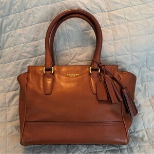 Coach Brown Candace Legacy Carryall Hand Tanned Smooth Leather Satchel.